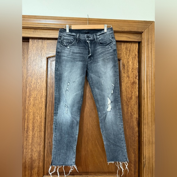 MOTHER Gray Skinny Jeans with Distressed Details - Picture 1 of 5